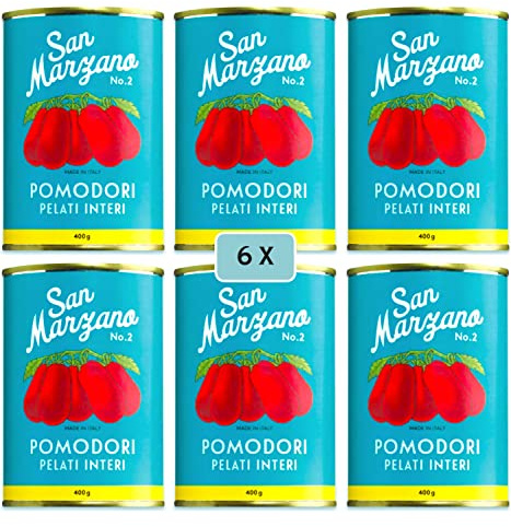 Sapor Design SAN MARZANO Tomaten aus Italien | Die besten Tomaten der Welt im Set | Dosentomaten, San Marzanos | Viele Varianten (San Marzano Vintage (Türkis), 6 Dosen)