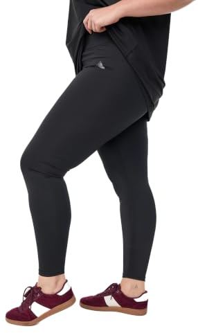 Zizzi Sport-Leggings Damen große Größen, gekürzte Trainingstights Schwarz | Sportliche Trainingsleggings in Übergröße: ideal als Sporthose und Alternative zur Jogginghose, hoher Bund, 7/8-Länge