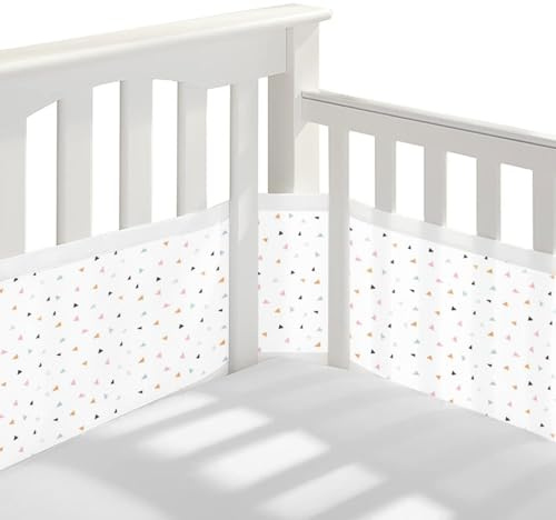 Bettumrandung Babybett,2 Pack Baby Nestchen Bettumrandung,Kopfumrandung Babybett,Atmungsaktive Krippenumrandung,Babybett Atmungsaktiver Kollisionsschutz,Nestchen für Kinderbetten,Babybett Umrandungen