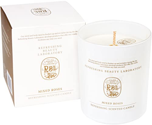 RBL by Rebul Candela Aromática en Vidrio - Mixed Roses - Vela en Caja de Regalo 210 g - Fragancia de Rosas para un Ambiente Fino - Arde Hasta 35 h - Candela de Lujo para Atmósfera