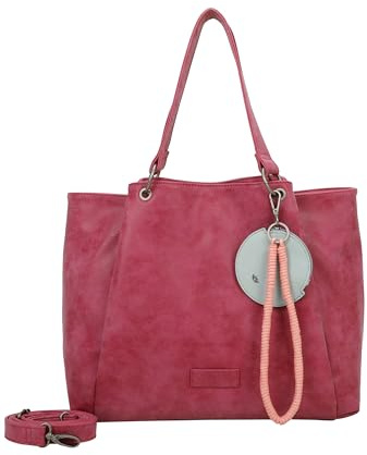 Fritzi42N Vintage Shopper Kunstleder Damen Handtasche Umhängetasche Festival City vegan abnehmbare Tasche Vintage-Waschung 33 x 45 x 18 cm – Schwarz, Rosa, Braun, Grün, Grau, Pink, Blau, Curry