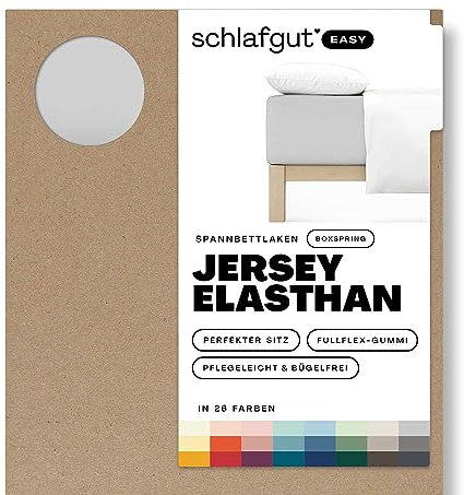 Schlafgut Easy Jersey Elasthan Boxspring Spannbettlaken 90x190 bis 100x220 Grey Light, Spannbetttuch aus superweicher Baumwolle mit Elasthan