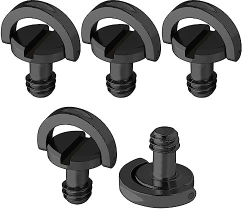 5 Pcs D-Ring Vis de Caméra 1/4, Vis de Montage pour Trépied D'appareil Photo, Plaque de Dégagement Rapide by Frgyee (Noir)