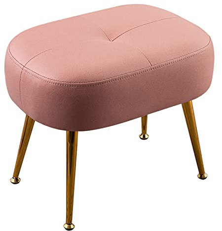 TPARIS Multifunktionaler Rechteckiger Fußhocker|Ottoman Mit Kreativem Dekor Und Robusten Metallbeinen|Gepolsterte Sofa-Fußstütze Für Schlafzimmer,45X30X36Cm(17,7X11,8X14,1Zoll),Tech Cloth-Rosa