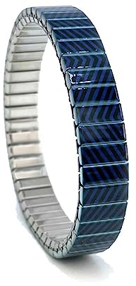 urband LONDON Edelstahlzugarmband ZIG ZAG Blau Dunkelblau - 10 mm Größe M