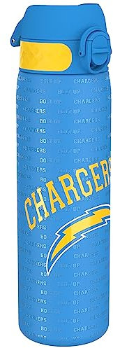 NFL Chargers Borraccia in acciaio leggera, 600 ml/20 oz, non isolata, a tenuta stagna, facile da aprire, chiusura sicura, lavabile in lavastoviglie, coperchio a scatto, adatta ai portabicchieri