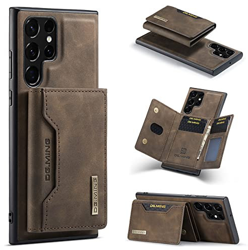 ZCDAYE Hülle für Samsung Galaxy S22 Ultra mit kartenfach, Leder Samsung S22 Ultra Handyhülle Geldbörse Edele Brieftasche Kartenetui, Magnetische Handytasche Praktische Schutzhülle, Khaki