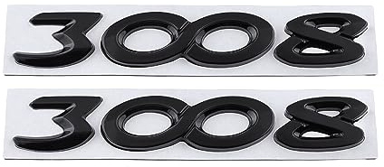 2008 3008 4008 5008 Emblem Autoabzeichen Aufkleber Autoaufkleber mit 3M-Kleber, Autozubehör Auto-Ersatz mit Motorrad SUV LKW (Schwarz, 3008)