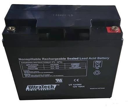 UltraTech UT-121805 12V, 18Ah, SLA Battery, M5 Terminal For Automotive, Aviation, Emergency Lighting, Forklift, General Purpose