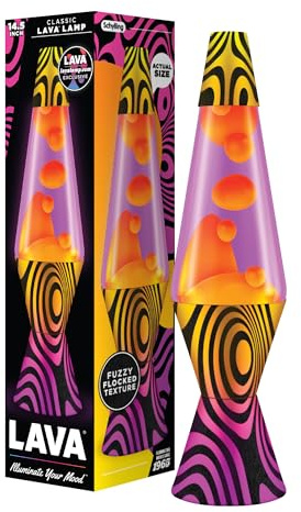Lava® Lamp - 14.5'' Groovy Gradient Flocked Base - The Original Motion Light - Yellow Wax and Purple Liquid - Item #2015