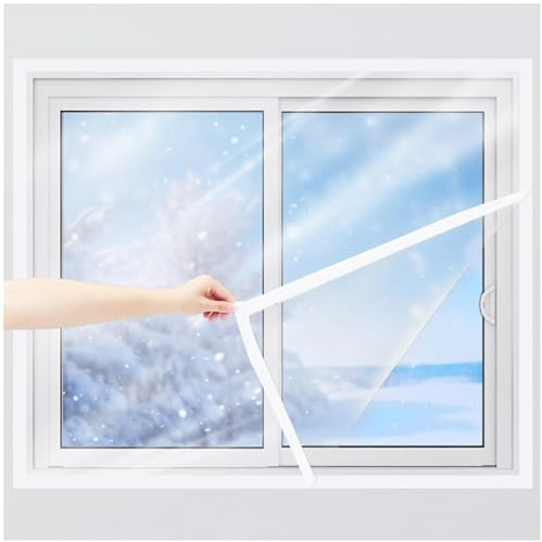 Xrdbfd Thermo Cover Fenster-isolierfolie Für Den Winter, Transparente Thermo Fensterfolie, Türen Und Fenster Kälteschutzfolie, Klare Schrumpf Thermofolie Für Glasfenster,WxH-95x200cm/37 * 79in