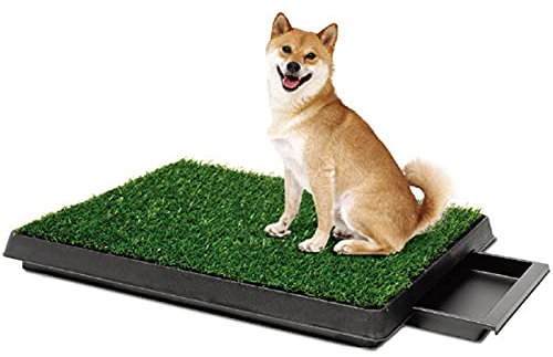 Portable Dog Potty Trainer- Artificial Grass Mat, Tray Turf Pads- Portable Indoor Outdoor Toilet Training for Puppies & Small Pets, Green