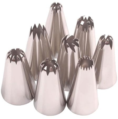 8 Pcs Piping Tips Cake Piping Nozzles Stainless Steel Cake Piping Reusable Icing Nozzles Cake Decorating Frosting Tips Nozzles