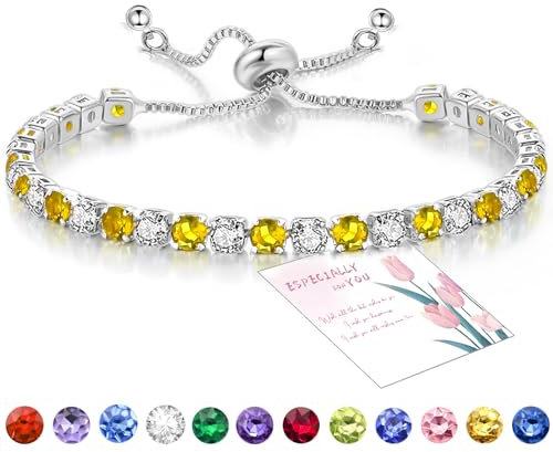 Suyi Tennis-Armband Geburtsstein Cubic Zirkonia Armband Silber Silber Armband Geburtstag Schmuck November Birthstone Bracelet