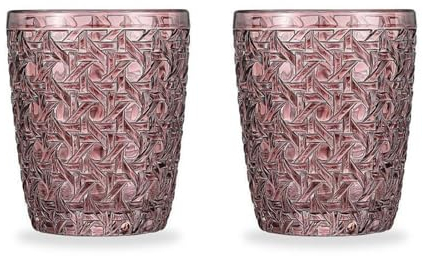 Soulnioi Juego de 2 vasos en relieve, vasos de agua vintage de 300 ml, vaso de vidrio de colores para jugo, cóctel, bebidas, agua (morado)