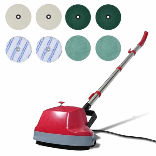 Máquina Pulidora Limpiadora, 5 en 1 Fregado Pule Encera Cepillos y Almohadillas Incluidos, 3,2 kg Ligera con Cabezales Contrarrotativos 400 rpm, ABS y Acero Inoxidable, para Suelos Duros Parquet Mármo