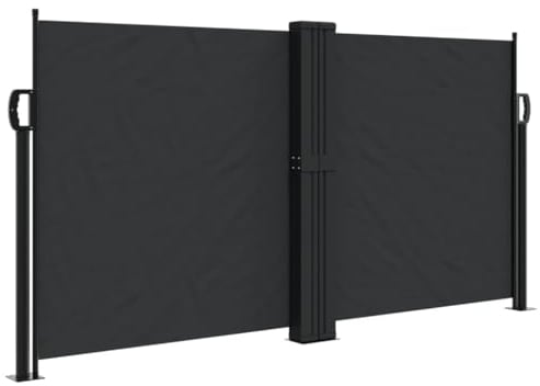 vidaXL Seitenmarkise, Sichtschutz Ausziehbar, Windschutz Sonnenschutz für Garten Balkon Terrasse, Seitenrollo Seitenwandmarkise, Schwarz 120x600cm