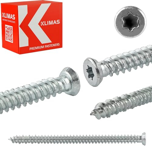 Tornillos para marcos de ventanas, tornillos de pared, cabeza cilíndrica, cabeza avellanada TX (7,5 x 102 mm, 100 unidades, cabeza avellanada)