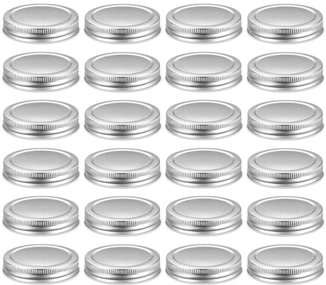 sourcing map 24pcs Regular Mouth Mason Jar Lids, 70mm Mason Canning Jar Lids with Airtight Seal and Leakproof, Mason Storage Covers Caps for Mason Jar, Silver