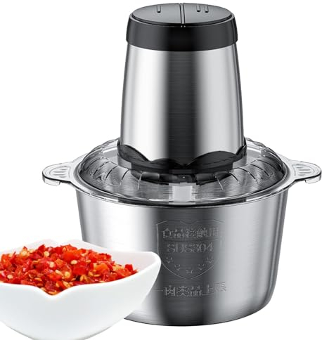 Meat Blenders - 300W Kitchen Meat Grinder, Stainless Steel Meat Mincer | 3L Adjustable Speed Food Processor Machine, Overheating Protection Chopper Machine for Onion Fruits Meat 25x19.5x27.5cm