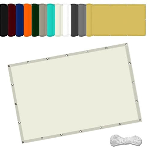 Clôture Tissu Coupe-Vent 1.9 x 3.4 m UV Protection avec Oeillets Tissu Polyester Multi Couleur et Taille Voile d'ombrage pour pelouse Balcon Pet House Jardin, Ivoire