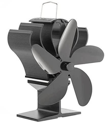SF601S Ventilador de cocina doméstico 5 madera para quemador silencioso negro Ventilador de horno de leña Distribución eficiente del calor Ventilador de estufa de leña