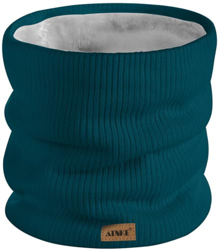 ATNKE Winter Warm Halsschlauch Verdicken Sie Winddichte Schals Staub Gesichts Maske Ski Doppel Lagen Fleece Gefüttert Strick Schal Geschenke für Männer und Frauen/Olive Green