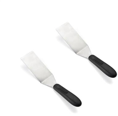 WAZUBC 2 Pcs Stainless Steel Mini Spatula, Steak Spatula Frying Spatula Holder Kitchen Use Small Serving Spatula for Brownies Eggs Cookie (No Hole)