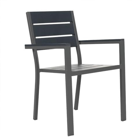 Home Deluxe - stapelbarer Gartenstuhl Madera - BxTxH: 56,6 x 57,5 x 85 cm - Stückzahl: 3 - Gestell: anthrazit, Sitzfläche: hellgrau I Campingstuhl Balkonstuhl Terrassenstuhl