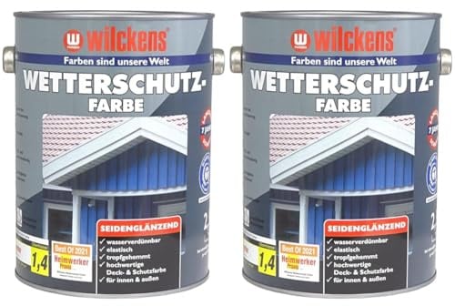Wilckens Wetterschutzfarbe seidenglänzend, 2,5 l, RAL 6002 Laubgrün (Packung mit 2)