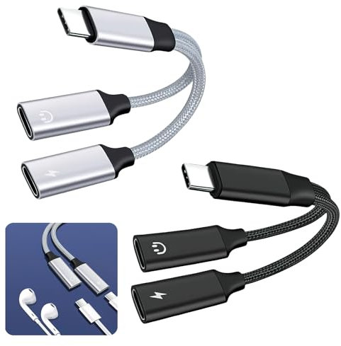 2PCS USB C Splitter, USB C to 2 USB C Splitter 2 Port Male to Dual USB Female Cable Charger Adapter Y Splitter Cable for Charging, Headphone and Charger Adapter for PS5, Galaxy, Laptop