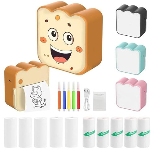 SOBEAU Mini Drucker Mini Impresora para Movil,Impresora Fotográfica, Portátil Mini Impresora Bluetooth Impresora Termica,Impresora Pegatinas Autoadhesivas para Estudiar, Notas, Fotos, Etiquetas
