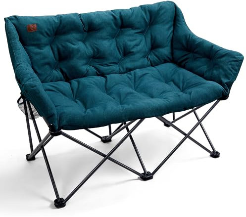 EVER ADVANCED Campingstuhl Klappbar für 2 Personen Faltsofa 320KG Belastbar, Luxus Klappstuhl XXL 2 Sitzer, Campingsofa Dick Gepolstert Hohe Lehne Extra Lang für Outdoor Garten Balkon Indoor,Grün