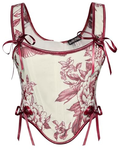 Scarlet Darkness Corset Tops for Women Renaissance Lace Up Floral Bustier Tops Size 6-16