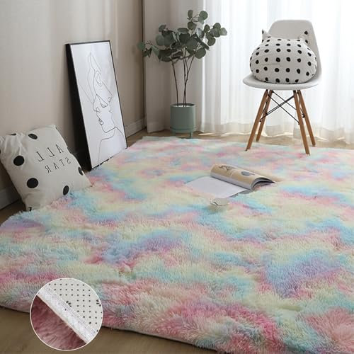 GOUSANG Shaggy Teppich 300 x 400 cm Lammfell Schaffell Teppich Longhair Wolle Bettvorleger Longhair Fell Optik Nachahmung Flurteppich, Küchenteppich, Mehrfarbig