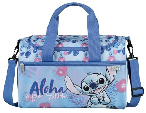 Scooli - Disney Stitch Sporttasche für Kinder - 23 x 35 x 16 cm - geräumiges Hauptfach - Verstellbarer Schultergurt - Zubehör für die Schule - Umhängetasche