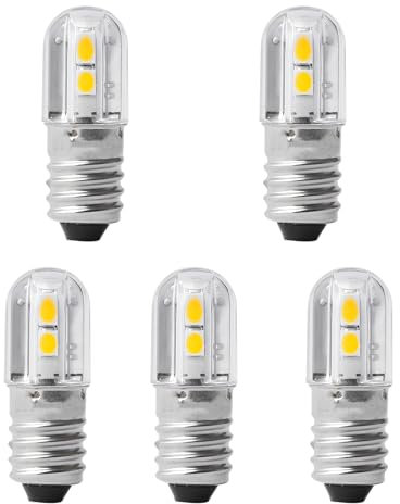 E10 LED Glühbirne, 5 Stück 24V Warmweiß lampe 1W 100LM 3000K,Miniatur Schrauben Ersatzbirnen (Warmweiß, 24V)