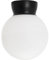 Traditional Matte Black and Opal White Glass Globe IP44 Bathroom Ceiling Light Fitting | 23cm x 18cm by Happy Homewares