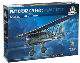 Italeri 1485 FIAT CR.42 CN “Falco” Night Fighter, scala 1:72, Plastic Model Kit/Modello in plastica da montare