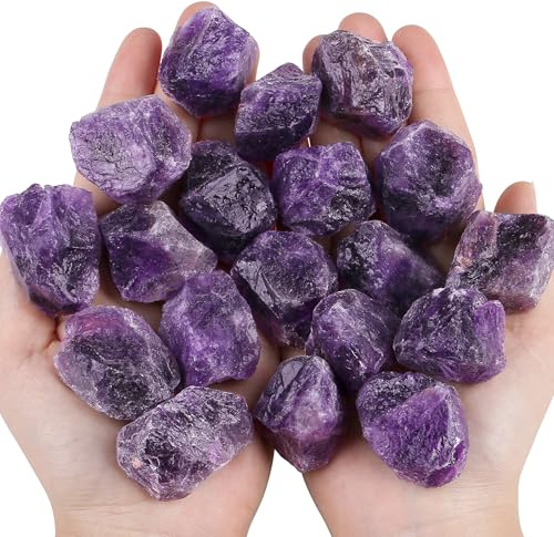 QINJIEJIE Amethyst Rohsteine Premium Kristalle Edelsteine Amethyst Stein Heilsteine Natursteine 100% Raw Kristall Mineralien Steine (200g)
