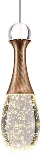 Lámpara colgante de cristal de burbujas - Lámpara colgante LED moderna en forma de lágrima de oro rosa for vestíbulo, comedor, dormitorio y escalera