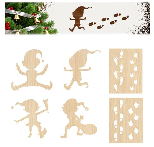 Wichtel schablone, 6 Stück Wichtel Fußabdrücke, Wichtelschablone Fußabdrücke Wichteltür Zubehör Weihnachtswichtel Elf, Wichtel Schablone Fenster Für Door Floor, Wichtelstreich & Dekoration