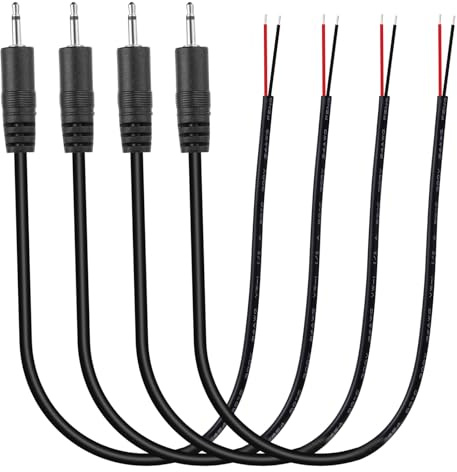 PATIKIL 0.8FT 2.5mm 1/9 Male Jack to Bare Wire Open End, 4PCS TRS 2 Pole | Mono Plug Audio Cable for Speaker Headphone Headset Earphone Electric Guitar Bass Keyboard Amplifier, 2 Colors