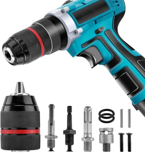 Keyless Drill Chuck, 1/2-20UNF Mount 1.5-13mm Self-Tighten Drill Chuck Quick Change Impact, 3/8 to 1/2 (Black)