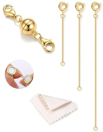 YADOCA Kettenverlängerung Silber 925 Magnetverschluss Kette 14K Vergoldete Verlängerung Gold Kette Halskette Fußkettchen Armband Verlängerungskette für Damen Herren