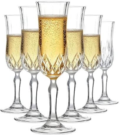 Gviix Premium Champagne Flutes Set of 6, 120 ML Cocktail Prosecco Glasses, Elegant Durable Design for Home, Restaurants & Parties