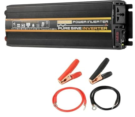 Transformateur Tension Onduleur Solaire 8000/6000/4000/3000 W Transformateur Tension Convertisseur Puissance Onduleur Sinusoïdal Pur 12V/24V/48V/60V vers CA 110V/220V Inverter(DC 12V,60Hz 220V,3KW)