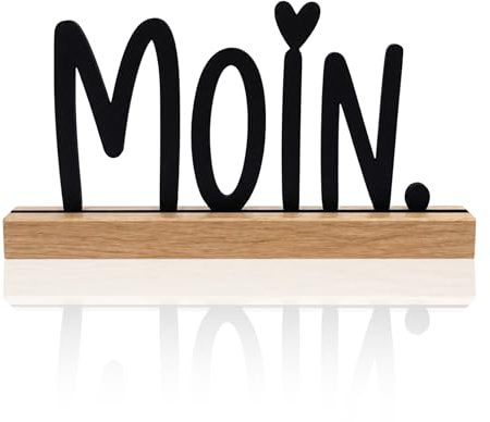 Generisch Moin. Aufsteller aus Eichenholz – Norddeutsche Maritime Deko, Holz Aufsteller 22 cm, Ostsee & Nordsee Deko für Fensterbank, Regal, Flur & Geschenk für Küstenliebhaber