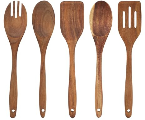 Sabatier Trompette Gaston Acacia Wood Kitchen Utensils Set of 5
