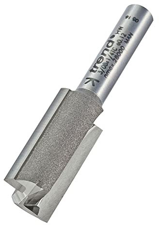 Trend Professional Straight Two Flute Router Cutter, 1/4 Inch Shank, 12.7mm Cut Diameter, Tungsten Carbide Tipped, 3/08X1/4TC